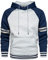 LBL Men's Fleece Hoodie Pullover Casual Hoody Contrast Color Drawstring Sweatshirt with Kangaroo Pocket Blue XL