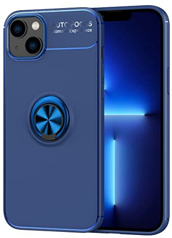 SORAKA Case for iPhone 14 Plus with Ring Holder Soft TPU Slim Fit Case iPhone 14 Plus Case with Metal Plate for Magnetic Car Phone Holder Blue