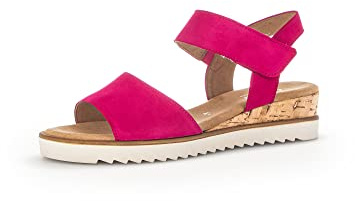 Gabor Damen Riemchensandalen, Frauen Sandalen,Moderate Mehrweite (G),Freizeitschuhe,offene Schuhe,Strandschuhe,pink (Kork/Creme),41 EU / 7.5 UK