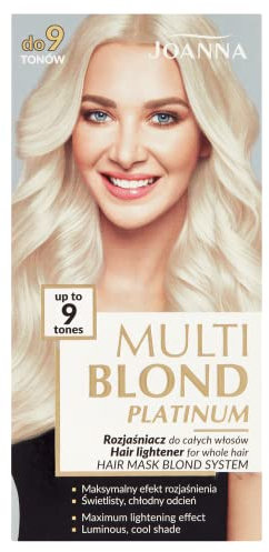 Joanna Multi Blond Platinum Aufheller für Gesamte Haar - Hellt das Haar um 9 Töne auf - Kühler Farbton - Schützt das Haar Während der Behandlung