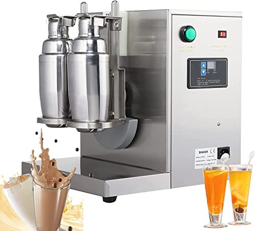 Máquina automática de coctelera de té con leche, máquina de coctelera de té con leche de doble cabeza eléctrica de 360 ​​​​°, batidora de bebidas de 350 ml-700 ml para té de burbujas Boba, jugo de té