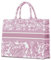 Sac fourre-tout de luxe pour femme en coton et lin - Grande capacité - Portable - Pour voyage, plage, vacances, shopping, rose