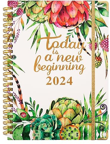 Organizer 2024 A5, Wochenplaner A5 Tagesplaner mit 12 Monats Tabs, Tasche, Gummiband, Kalender 2024 Terminplaner von Jan-Dez 24, Notizkalender für Familien Büro Schüler