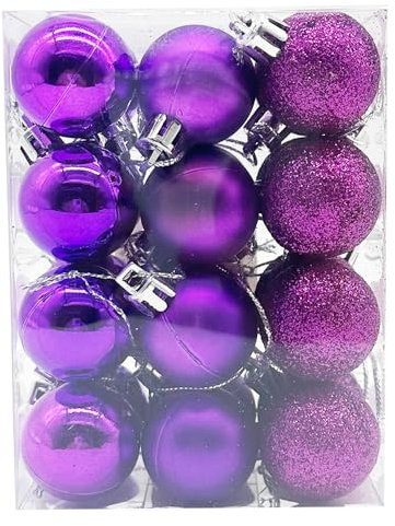 24 Pieces 30 mm Christmas Balls Decoration Shatterproof Christmas Tree Baubles Mini Christmas Hanging Ball for Christmas Tree Holiday Wedding Party Decoration, Purple