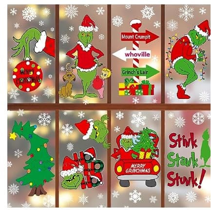 RMMD Christmas Window Stickers Decorations, 8 Sheets Large Double Sided Christmas Window Clings for Glass Window Christmas Snowflake Window Decal for Xmas Holiday Home School Office Decorations