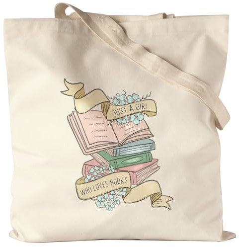 Hey!Print ust a girl who loves books Jutebeutel Mädchen Geschenkidee Bücherwurm Leseratte
