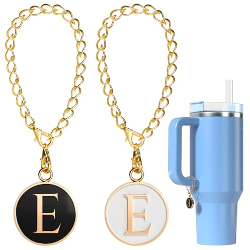 Utuichuo Letter Charm Accessories for Stanley Cups, 2 x Initial Letter Handle for Stanley Cups, Personalised Name ID Tag for Stanley