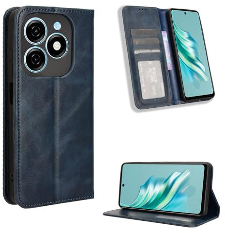 BellaCase Tecno Spark 20 4G Coque [Étui Portefeuille] [Fonction Support] [Slots pour Cartes] [Couverture à Rabat Magnétique] Compatible avec Le Smartphone Tecno Spark 20 4G(Bleu)