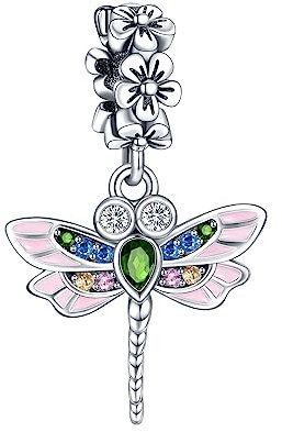Rimgoris 925 Charm in argento sterling per bracciali da donna collana Colore Libellula Dangle Charms Donne Bracciale Fascino
