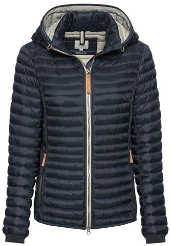 camel active Damen Leichte Steppjacke mit Kapuze | Winddichte und wasserabweisende Übergangsjacke mit 2-Wege-Reißverschluss und abnehmbarer Kapuze