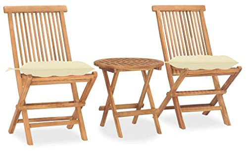 DYRJDJWIDHW Outdoor Kissen,gartenliege wetterfest,paletten,3-TLG. Garten-Essgruppe mit Kissen Klappbar Massivholz TeakGeeignet für Garten, Swimmingpool, Wohnzimmer, Terrasse