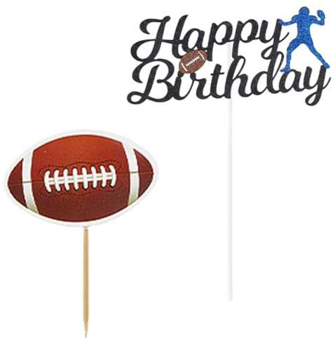 SUNNYCLUE 1 Box 29 Stück Fußball Kuchenaufsatz Geburtstagskuchen Dekorationen US Rugby Ballspieler Amerikanische Sportarten Mini Cupcake Einlegekarte Papier Kuchenaufsätze Für Männer Und Frauen Gastge