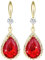 Linawe Red Ruby 14K Gold Dangle Earrings for Women Trendy, Imitation Diamond Wedding Drop Earrings, Rhinestone Cubic Zirconia Crystal Earrings Set, Teardrop Birthstone