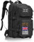 Geebymol 45L Military Tactical Backpacks Large Molle Army Assault Pack 3 Day Bug Out Bag Laptop Bag for Hiking Treeking Black Hunting Rucksack with 4 Flag Patches (Black)