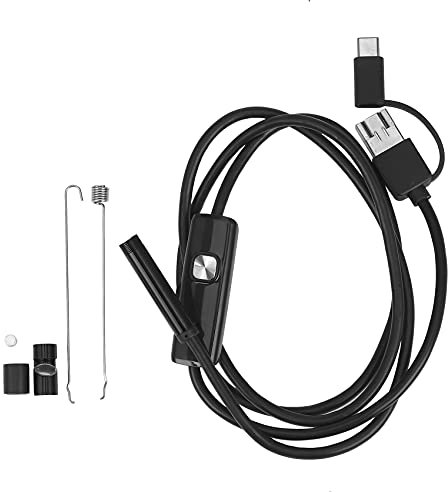 Vanessanty 3-In-1 Borescope Inspection Camera Built-in 6 IP67 Waterproof USB Type-C Endoscope for Android Smartphones/PC(1M 7Mm)