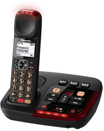 Panasonic KX-TGM420EXB Telefono Cordless Digitale con Segreteria Telefonica Digitale, Unità Base e Ricevitore Singolo, Volume Alto, Modalità Conversazione Lenta, Compatibile con Apparecchi Acustici