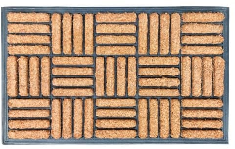 EHC Natural Coir Door Mats Indoor & Outdoor Mat, Rubber Backing Heavy Duty Doormats Dirt trapper door mats for Front Door, Patio or Entrance, 45 x 75 cm