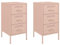vidaXL Comodini 2pz Rosa 36x39x68cm in Acciaio Laminato a Freddo, mobiletto, mobile camera da letto, comodino in metallo, tavolino da letto