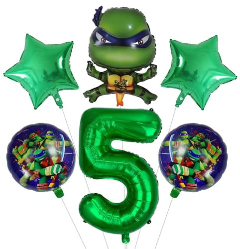 6 Stück Geburtstags Deko,Geburtstagsdeko 5 Jahre, Kindergeburtstag Deko, Folienballon Geburtstagsparty-Deko Set,Party für den Geburtstag von Mädchen und Jungen