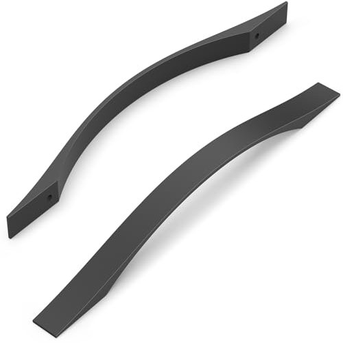 FURNIWARE Tiradores para armarios y cajones, 10 unidades, color negro, 192 mm, distancia entre orificios, tiradores de cocina, tiradores para muebles y cajones