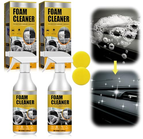 Nettoyant Plastique Voiture Interieur, Nettoyant Cuir Voiture,Nettoyant Intérieur de Voiture Haut de Gamme avec Effet en Profondeur pour Cockpit Sellerie Intérieur Entretien de Tableau de Bord (2PCS)