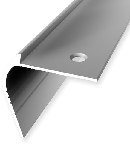 Treppenkantenprofil 50 x 48 x 2500 mm Winkelprofil Aluminium hochwertig Versenkt Gebohrt Silber Einfasshöhe 5 mm Küberit