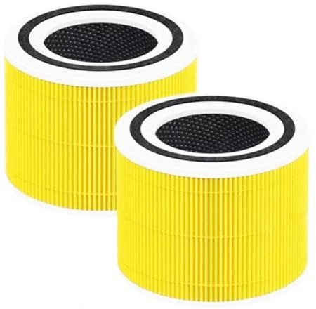 sieloonger Replacement Air Filter Core 300S Compatible with LEVOIT Core 300S Core 300S-RF AIR Purifier,H13 True HEPA 3-in-1 Replacement Filter, Efficiency Activated Carbon,2-Pack(YELLOW)