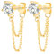 Zirkonia Ohrstecker Silber 925 mit Doppel Quaste Kette Baumeln: Damen Teenager Mädchen Ohrringe Stecker Hängend Ohrringe Hypoallergen Ohrschmuck - Elegant Schmuck für Partei Hochzeit Urlaub Gold
