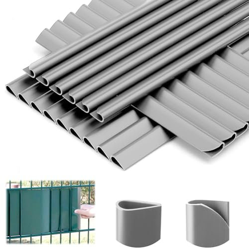35 Stück Befestigungsclips PVC Sichtschutz Befestigung Klemmschienen Sichtschutzstreifen Doppelstabmattenzaun Sichtschutz Stabmattenzaun für Befestigungsclips Gartentor Balkon Fences Film (Hellgrau)
