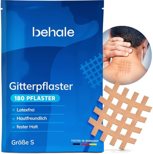 BEHALE - Gitterpflaster - Gittertape - Akupunkturpflaster - Akupressur Tapes - Wasserfest - Größe S, 180 Tapes
