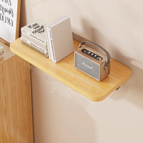 Kleiner Wandtisch Klappbar Klappbarer Wandtisch aus Holz, Verdickte Platte Starkes Tragendes Eisen Malerei Abgerundete Ecken 4 Farben für Schlafzimmer, Küche(Brass,40 * 20cm)