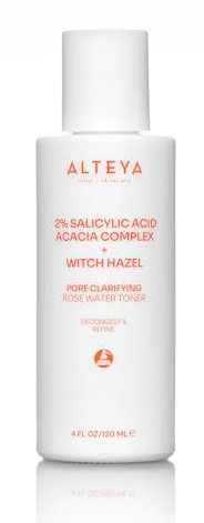 Alteya Porenklärendes Rosenwasser-Toner 120 ml mit 2% Salicylsäure, Akazienkomplex & Hamamelis – Sanftes Peeling, reduziert Mitesser und spendet Feuchtigkeit – Für fettige und Mischhaut