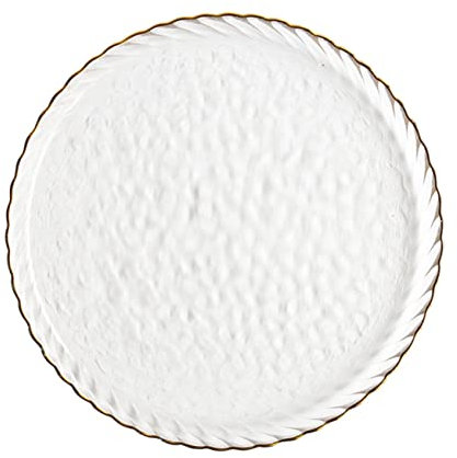 SHOWERORO Elegant Gold Rim Glass Plate Western Style Serving Platter Dessert Tray Food Plate
