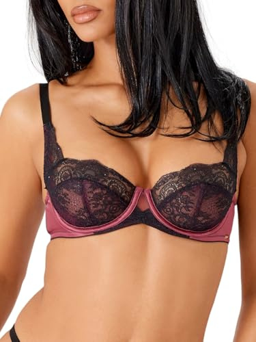 Gossard VIP Confession Non Padded Balcony Bra Black/Burgundy 34E