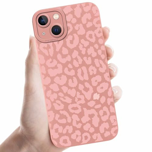 Yoedge Pink Leopard Print for iPhone 13 6.1 Inch Phone Case,Cute Cheetah Pattern Aesthetic Design for Women Girls,Soft TPU Slim Profile Cover, Anti-Slip Shockproof Protective Girly 04