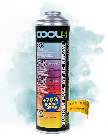COOL5 Ersatzkältemittel r134a für Autoklimaanlagen – 1 Dose 5in1, 290g + APC 500 ml
