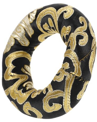 Warmhm Tibetisches Klangschalenkissen Handbestickt Schwarz Weiches Buddhistisches Yoga Meditationszubehör Rutschfeste Klangschalenmatte Für Harmonische Klänge Und Spirituelle Entspannung