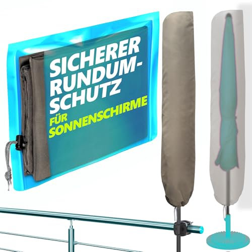 Menz Sonnenschirm Schutzhülle in Taupe - Polyester Schutzhülle für Sonnenschirm 2 m Ø / 2 m x 1,25 m, langlebige Sonnenschirmhülle, Schirmhülle UV-beständig, Schirmabdeckung wetterfest