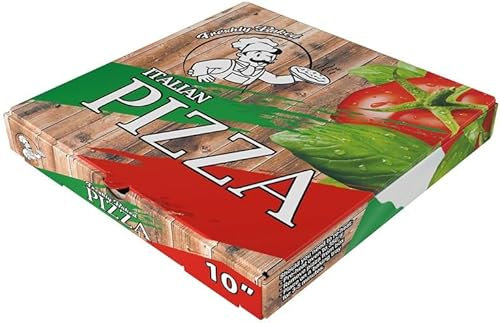 Bedruckte Pizzaschachteln aus Karton, 25,4 cm, 80 Stück, hochwertige flache Verpackung für Pizzerien, Catering und Mitnehmen, langlebig, fettbeständig, umweltfreundlich, recycelbar und importiert, für