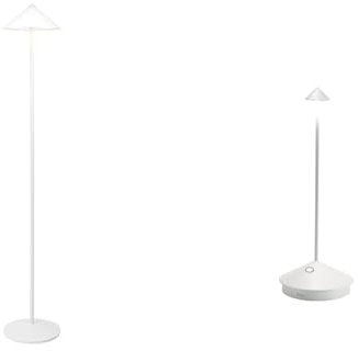 Zafferano, Lampenset Pina Pro + Pina XXL, Tisch- und Stehlampen, Wiederaufladbar Und Kabellos Mit Touch Control, Geeignet Für Den Innen- Und Außenbereich, Dimmer, Farbe Weiß