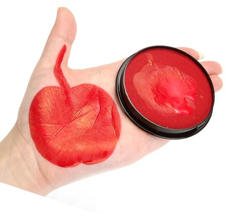 Paleta de Maquillaje a Base de Agua de Pintura para el Cuerpo de la Cara con Pintura Corporal de la Copa Mundial Fácil de Limpiar para Fiestas de Cosplay de Halloween Duradera (rojo)