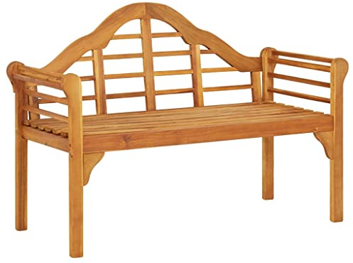 Qnhdfrt Gartenbank aus Massivholz Akazie 125 cm Rustikale Outdoor Sitzbank mit Rückenlehne und Armlehnen für Garten, Balkon und Terrasse