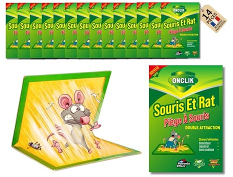 ONCLIK Plaque Collante Souris à Colle Puissante 24 Pièces | Pièges à Souris Collants, Attrape Souris et Rongeurs