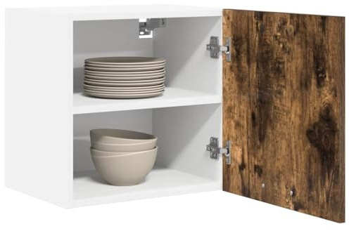 vidaXL Hängeschrank Geräucherte Eiche und Weiß 40 x 31 x 40 cm
