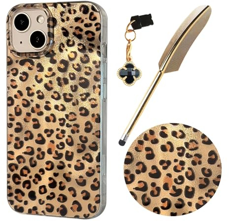 Knoowcase for iPhone 15 Case iPhone 15 Leopard Pattern Phone Case Aesthetic Brown Cheetah Soft TPU Slim Silicone Cover for Women Girls Shockproof Anti Scratch Protective Shell Bumper,Brown
