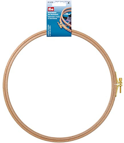 Prym - Prym Naturfarben (0.8x25cm) Buche Holz Stickerei Rahmen mit Messing Schrauben - 1 Stück, Beige, natur