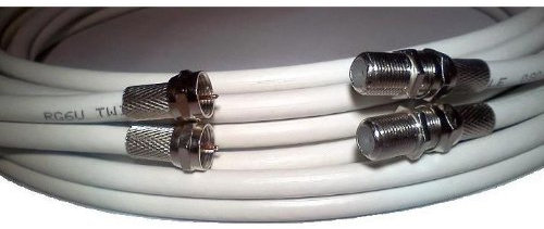 RosenetSys White Satellite Extension Cable, Twin Coaxial, UK Digital 4K Ultra HD - Suitable for Sky Q, Sky HD and Freesat (5m)