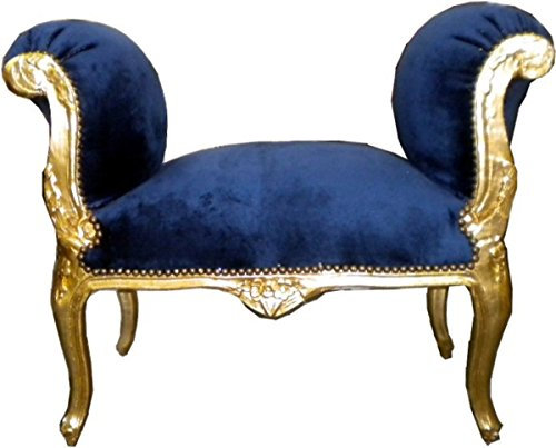 Casa Padrino Barock Schemel Hocker Royal Blau/Gold - Sitzbank