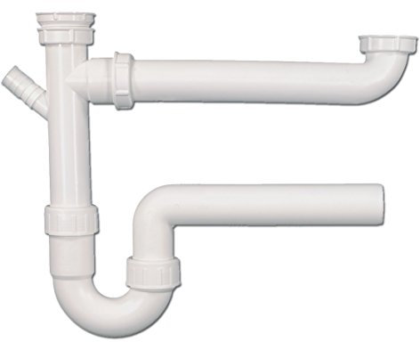 Doppelsiphon 1 1/2x50mmØ Ablaufverbindung mit exzentrischen Abgang mit Röhrensiphon für Doppelspülbecken