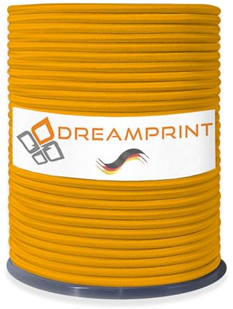 Dreamprint Expanderseil 100m Gelb 6mm Ø - Gummiseil, Planenseil, elastisches Seil für Innen & Außen - Wetterfest & Reißfest - Ideal für Ladungssicherung, Planenbefestigung, Camping & Outdoor